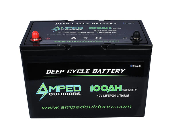 Amped Outdoors 100Ah Lithium Battery (LiFePO4) 12.8V - Bluetooth