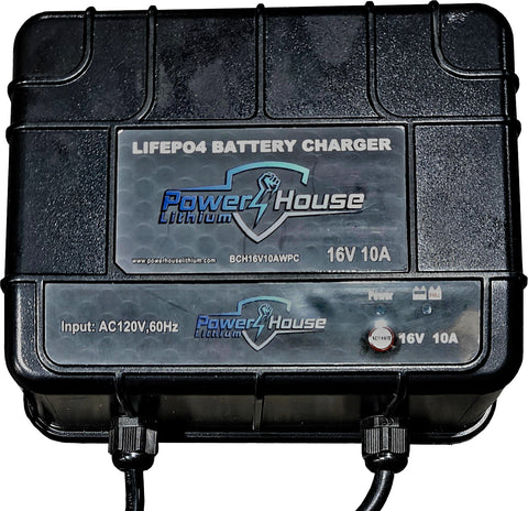 Power House Lithium 16V 10AMP A/C Waterproof Onboard Charger